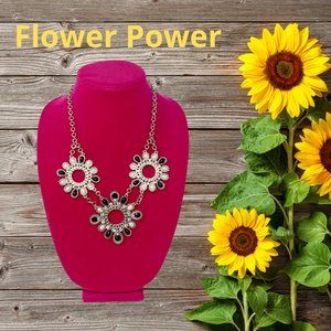 White House Black Market Flower Statement Necklace